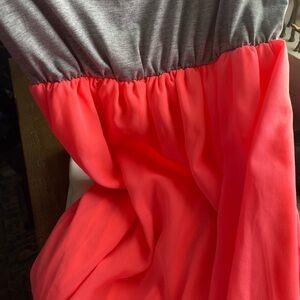 Gray and Coral Two-Tone Dress